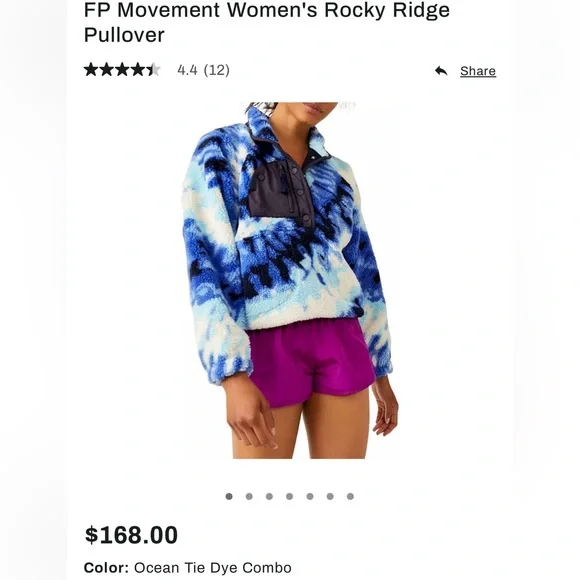 NWT Free People Movement Rocky Ridge fleece oversized ocean tie-dye pull over - Picture 5 of 16